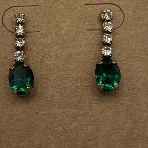 ✨ Vintage Green Rhinestone Drop Earrings ✨